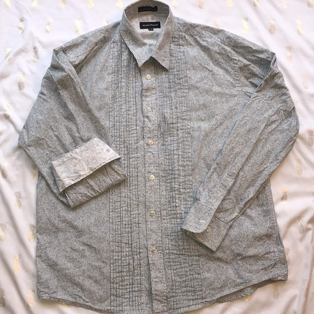Unique men's button down with sleeve detail